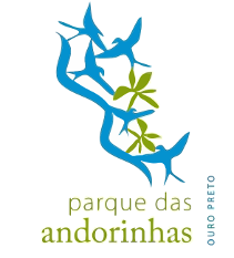 Logo do Parque das Andorinhas (andorinhas carregando um galho com um texto do Parque abaixo)